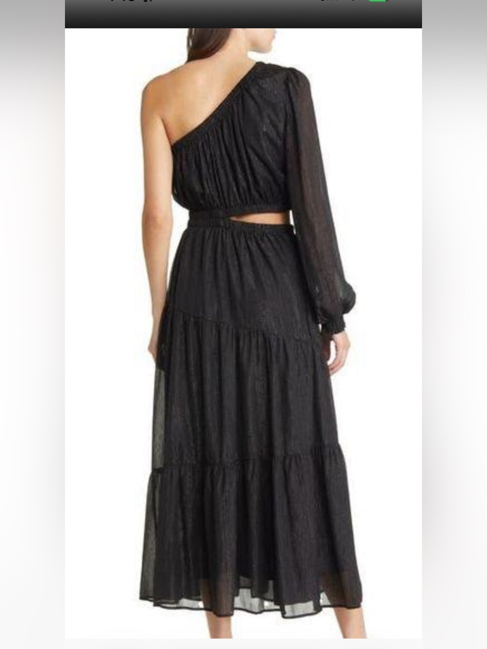 NWT Moon River Black One Shoulder Maxi Dress Ruched XS